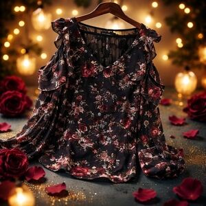 White House Black Market Dark Floral Blouse